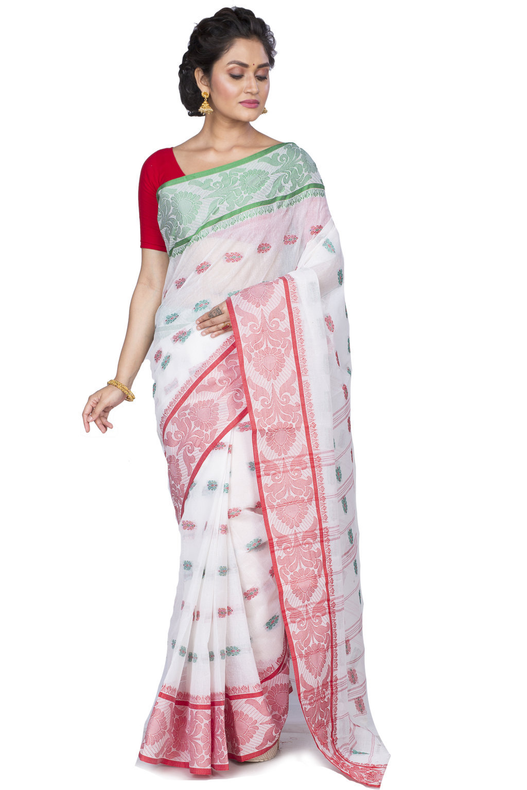 White Pure Cotton Akriti Tant Saree (167)
